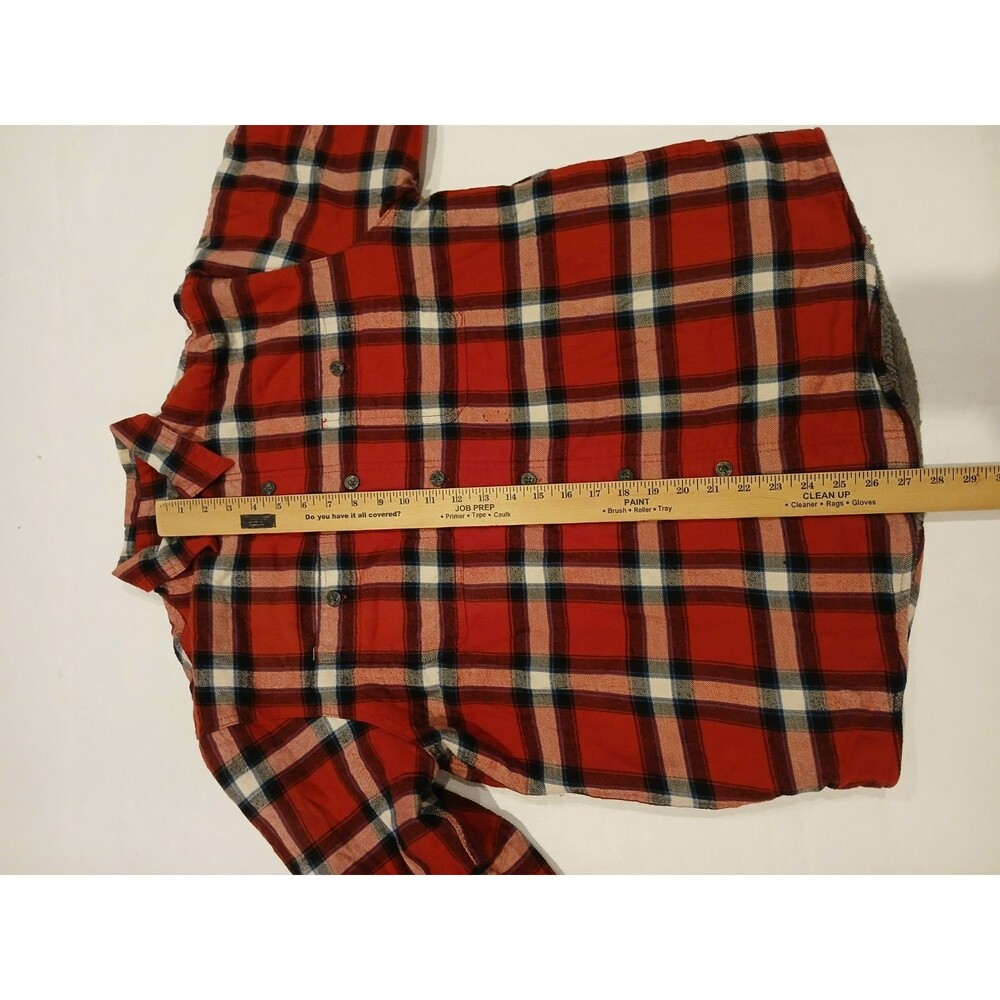 Vintage Wrangler Red Plaid Flannel Shacket Men's Medium Sherpa Fleece Lined Warm - Picture 10 of 11